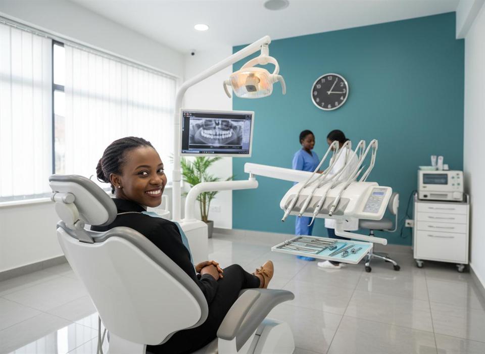 Dentist consulting a patient online