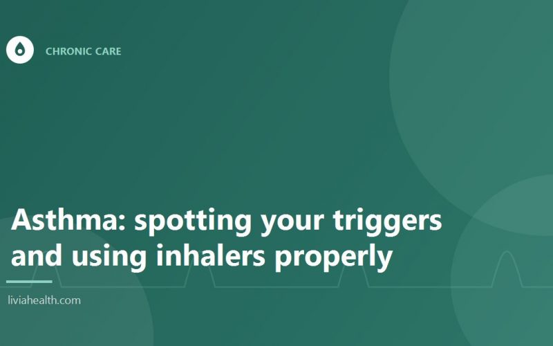 Person using an inhaler with a spacer