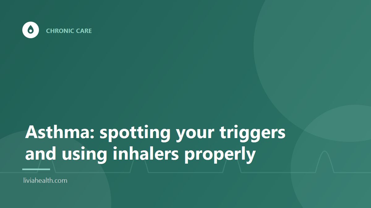 Person using an inhaler with a spacer
