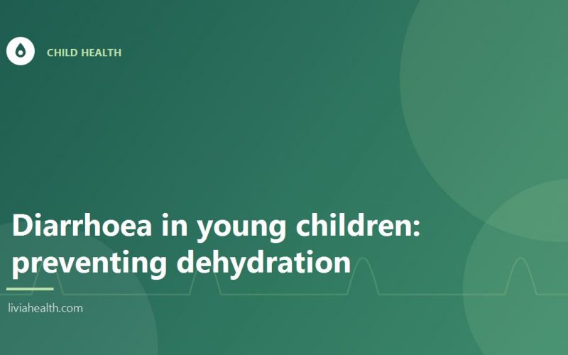 Caregiver giving oral rehydration solution to a toddler